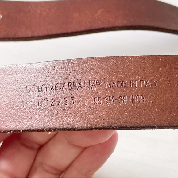 Dolce & Gabbana gold silver D G logo rare brown leather unisex belt - Picture 8 of 8